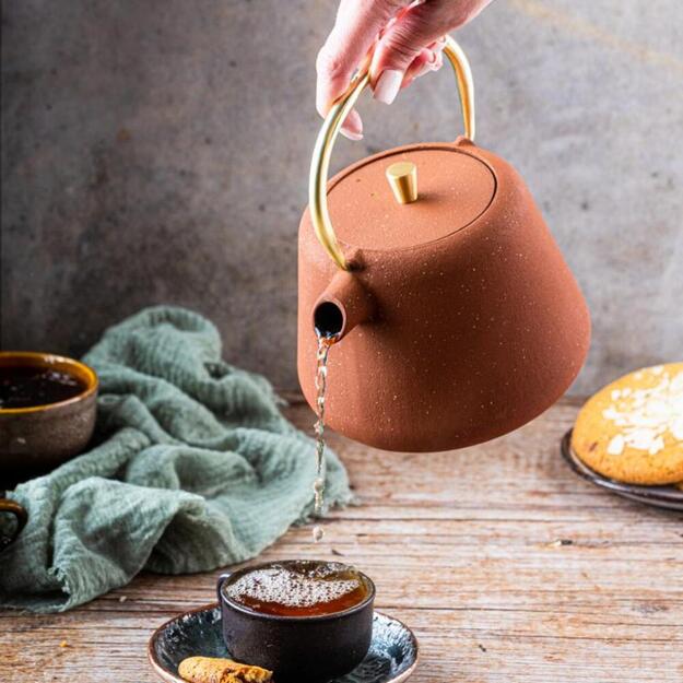 KINGHoff ketaus arbatinukas su sieteliu, 1 l, plytinės spalvos KH-1934 2