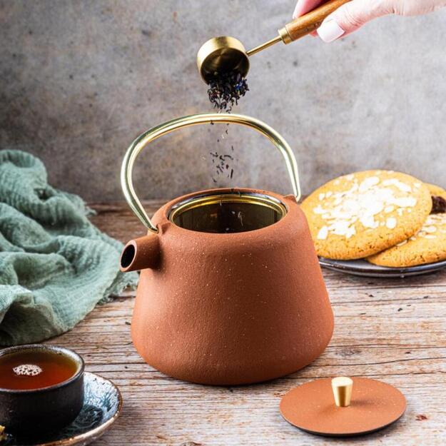 KINGHoff ketaus arbatinukas su sieteliu, 1 l, plytinės spalvos KH-1934 3