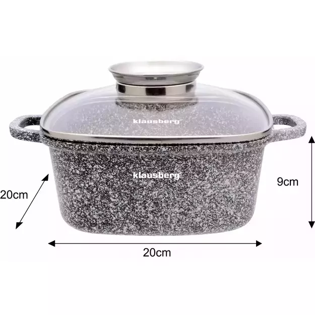 Klausberg marmuriniai puodai su dangčiais, 6 dalių rinkinys, pilki, Ø20/24/28 cm KB-7534 3