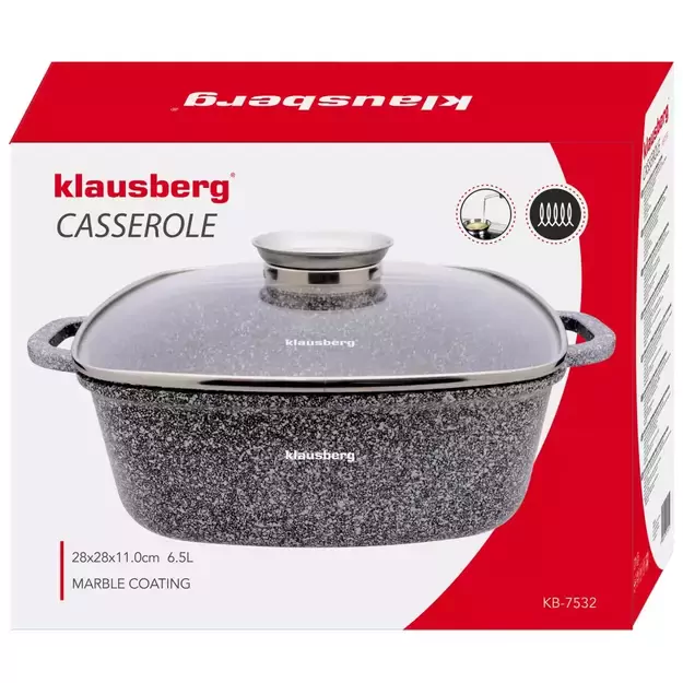 Klausberg aliumininis marmurinis puodas su dangčiu, 6,5 l, 28×28 cm KB-7532 2