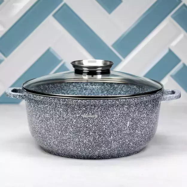 Klausberg aliuminis puodas su marmurine danga, pilkas, Ø28 cm, 6,5 l KB-7524 2