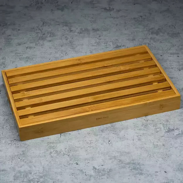 Kinghoff bambuko duonos pjaustymo lentelė su padėklu KH-1682 2