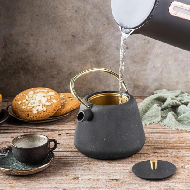 KINGHoff ketaus arbatinukas su sieteliu, 1 l, juodas KH-1932 3