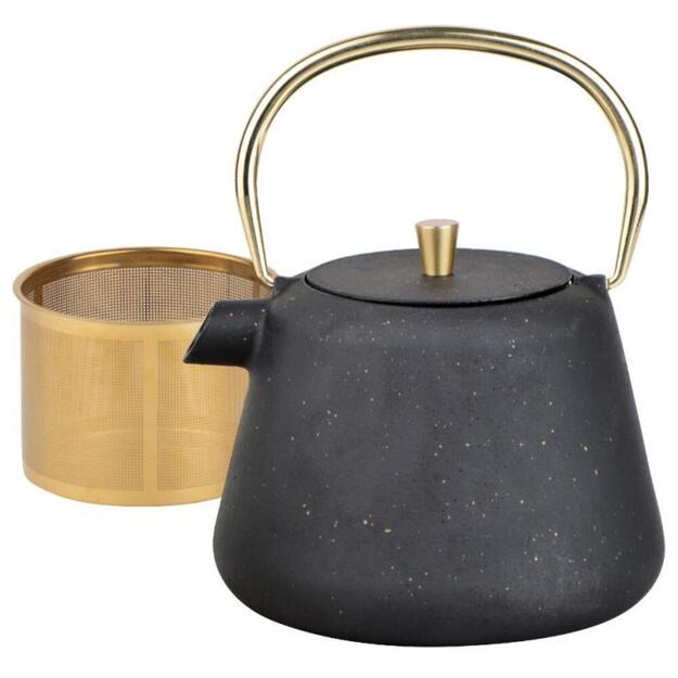 KINGHoff ketaus arbatinukas su sieteliu, 1 l, juodas KH-1932