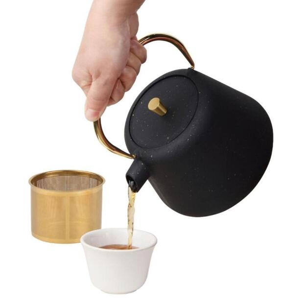 KINGHoff ketaus arbatinukas su sieteliu, 1 l, juodas KH-1932 1