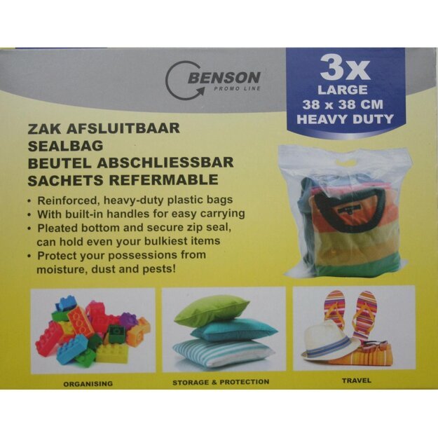 Benson sandėliavimo maišai su užtrauktuku 38 × 38 cm 3 vnt.