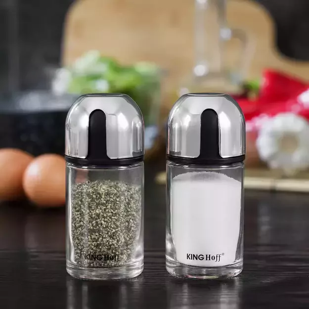 Kinghoff druskos ir pipirų indelių rinkinys metalas / stiklas KH-1644 2