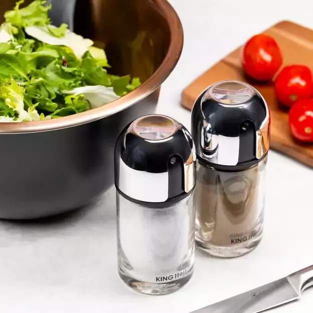 Kinghoff druskos ir pipirų indelių rinkinys metalas / stiklas KH-1644 4