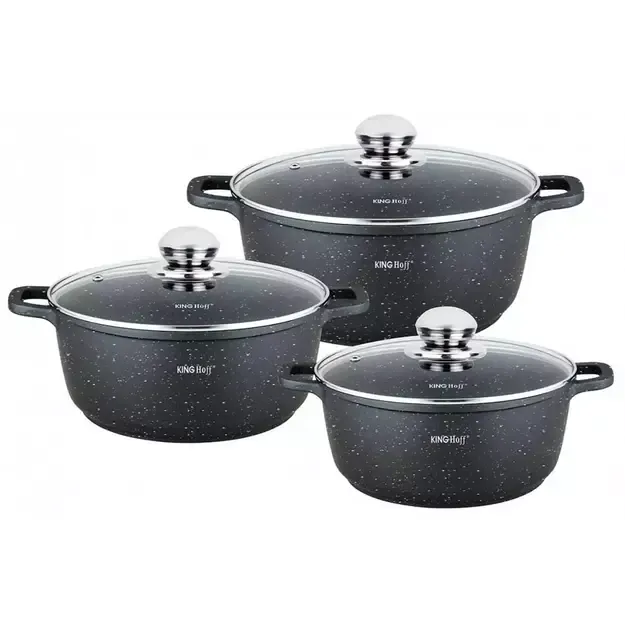 Kinghoff puodų rinkinys 6 dalių su marmuro danga Ø20 / 24 / 28 cm KH-1606