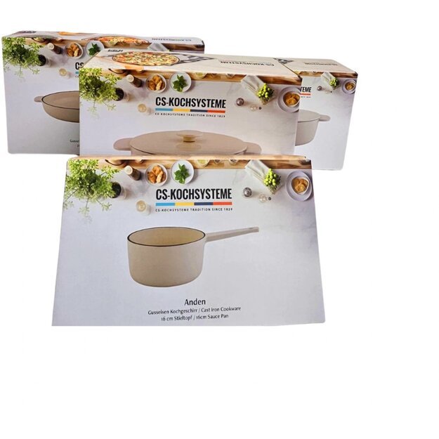 CS Kochsysteme ketaus puodų ir keptuvės rinkinys 6 dalių kreminis Anden